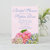 Dustrosa, blau-gelb-grüne Hydrangeas Einladung (Stehend Vorderseite)