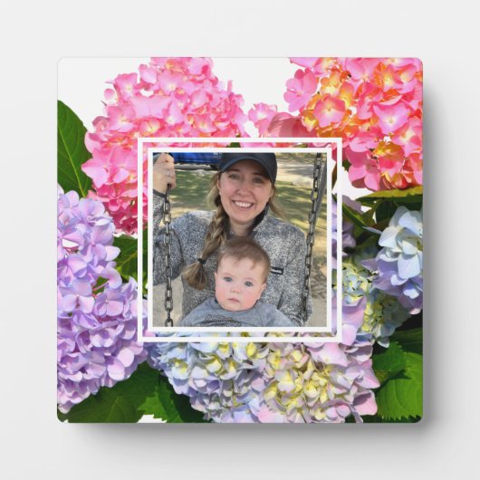 Dustrosa, blau-gelb-grüne Hydrangeas Fotoplatte (Vorderseite)