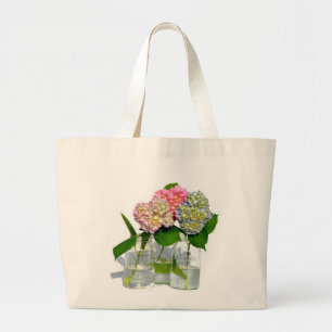 Dustrosa, blau-gelb-grüne Hydrangeas Jumbo Stoffbeutel