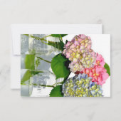 Dustrosa, blau-gelb-grüne Hydrangeas Save The Date (Rückseite)