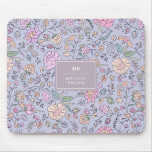 Dustrosa Lila blauer Whimsikfarbener Blumenstrauß Mousepad