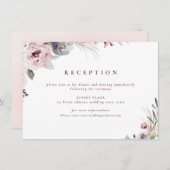 Dustrosa rustikaler boho blumenreicher Empfang Begleitkarte (Vorne/Hinten)