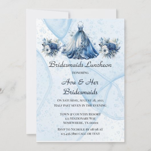 Dusty Alcohol Ink Dress Bridesmaids Luncheon Einladung (Vorderseite)