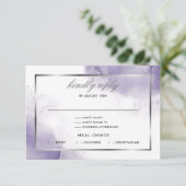 Dusty Amethyst Lila Script Silver RSVP Card (Stehend Vorderseite)