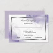Dusty Amethyst Lila Script Silver RSVP Card (Vorne/Hinten)
