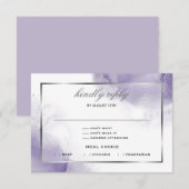 Dusty Amethyst Lila Script Silver RSVP Card Karte (Vorne/Hinten)