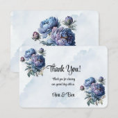 Dusty and Navy Wassercolor Peony Wedding Dankeskarte (Vorne/Hinten)