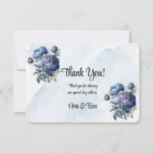 Dusty and Navy Wassercolor Peony Wedding Dankeskarte
