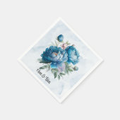 Dusty and Navy Wassercolor Peony Wedding Serviette (Ecke)