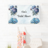 Dusty and Navy Watercolor Peony Brautparty Banner (Insitu)