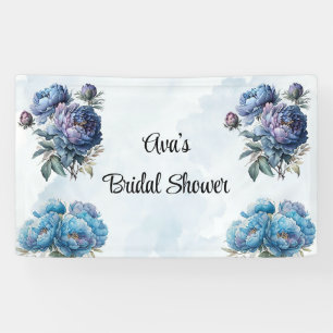 Dusty and Navy Watercolor Peony Brautparty Banner