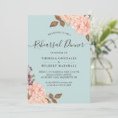 Dusty Aqua Blue Blush Probe Dinner Einladung (Stehend Vorderseite)