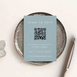 Dusty Aqua Coast RSVP Card mit QR Code Begleitkarte
