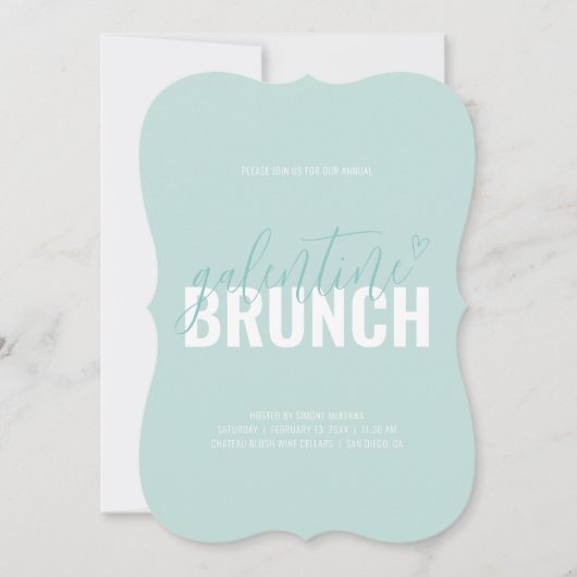 Dusty Aqua Trendy Galentine Brunch Einladung (Vorderseite)