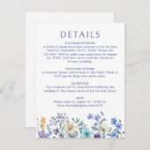 Dusty Aquamarin Blue Wildblume Wedding Details Begleitkarte (Vorne/Hinten)