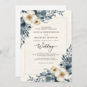 Dusty Aquamarin Botanical Whimsy Wedding Einladung (Vorne/Hinten)