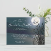 Dusty Aquamarin Brunch Bubbly Full Moon Dragonfly Einladung (Stehend Vorderseite)