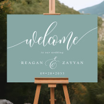 Dusty Aquamarin Calligrafy Wedding Willkommen