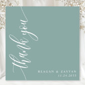 Dusty Aquamarin Calligraphy Script Wedding Dankeskarte