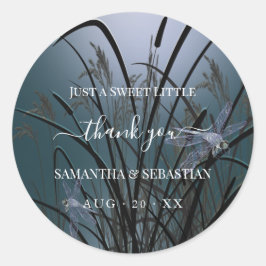 Dusty Aquamarin Dragonflies Vielen Dank Runder Aufkleber