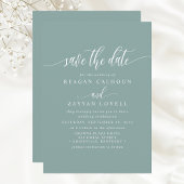 Dusty Aquamarin Elegant Calligraphy Save the Date