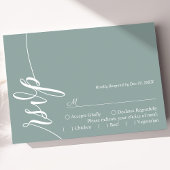 Dusty Aquamarin Elegant Calligraphy Wedding RSVP C