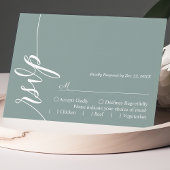 Dusty Aquamarin Elegant Calligraphy Wedding RSVP C