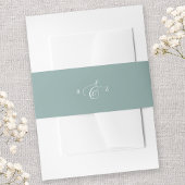 Dusty Aquamarin Elegant Simple Monogram Wedding Einladungsbanderole