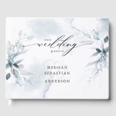 Dusty Aquamarin Foliage Wedding Gästebuch (Vorderseite)