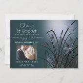 Dusty Aquamarin Glow Verlobung Moonlight Dragonfly Einladung (Vorderseite)