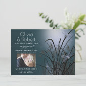 Dusty Aquamarin Glow Verlobung Moonlight Dragonfly Einladung (Stehend Vorderseite)