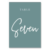 Dusty Aquamarin Hand Scripted Table SIVEN Tischnummer (Vorderseite)