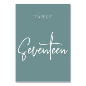 Dusty Aquamarin Hand Scripted Table SIVENTEEN Tischnummer (Vorderseite)