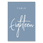 Dusty Aquamarin Hand Scripting Table Achtzehn Tischnummer (Vorderseite)