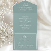 Dusty Aquamarin Simple Modern Script All In One Einladung