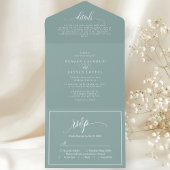 Dusty Aquamarin Simple Modern Script All In One Einladung