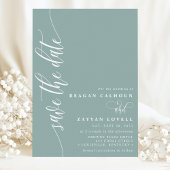 Dusty Aquamarin Simple Modern Script Save the Date