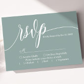 Dusty Aquamarin Simple Script Wedding RSVP Card