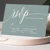 Dusty Aquamarin Simple Script Wedding RSVP Card Karte
