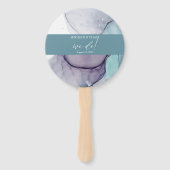 Dusty Aquamarine Alkohol Tinte Wedding Hand Fan Fächer (Vorderseite)