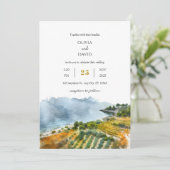 Dusty Aquamarine Küste Landschaft Strand Hochzeit Einladung (Stehend Vorderseite)