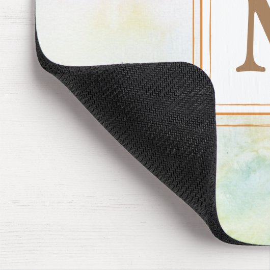Dusty Aquarell mit Monogramm minimalistisch Mousepad (Ecke)