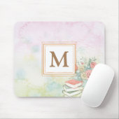 Dusty Aquarell mit Monogramm minimalistisch Mousepad (Mit Mouse)