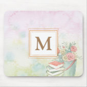 Dusty Aquarell mit Monogramm minimalistisch Mousepad (Vorne)