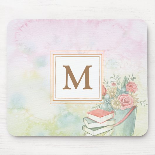 Dusty Aquarell mit Monogramm minimalistisch Mousepad (Vorne)