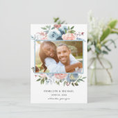 Dusty Baby Blue & Pink Save the Date Foto (Stehend Vorderseite)