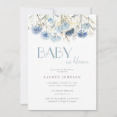 DUSTY Baby in Bloom Blue Beige Babydusche Einladung (Vorderseite)