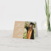 Dusty Beige Eleganter Script Minimalistischer Absc Dankeskarte (Vorderseite)