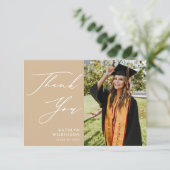 Dusty Beige Eleganter Script Minimalistischer Absc Dankeskarte (Stehend Vorderseite)