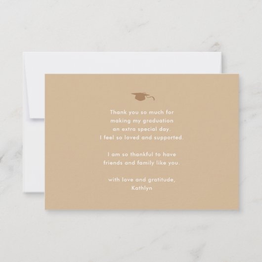 Dusty Beige Eleganter Script Minimalistischer Absc Dankeskarte (Rückseite)